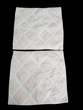 Serena & Lily Pink White Diamond Quilted Cotton Euro Pillow Shams 26x26 Kids